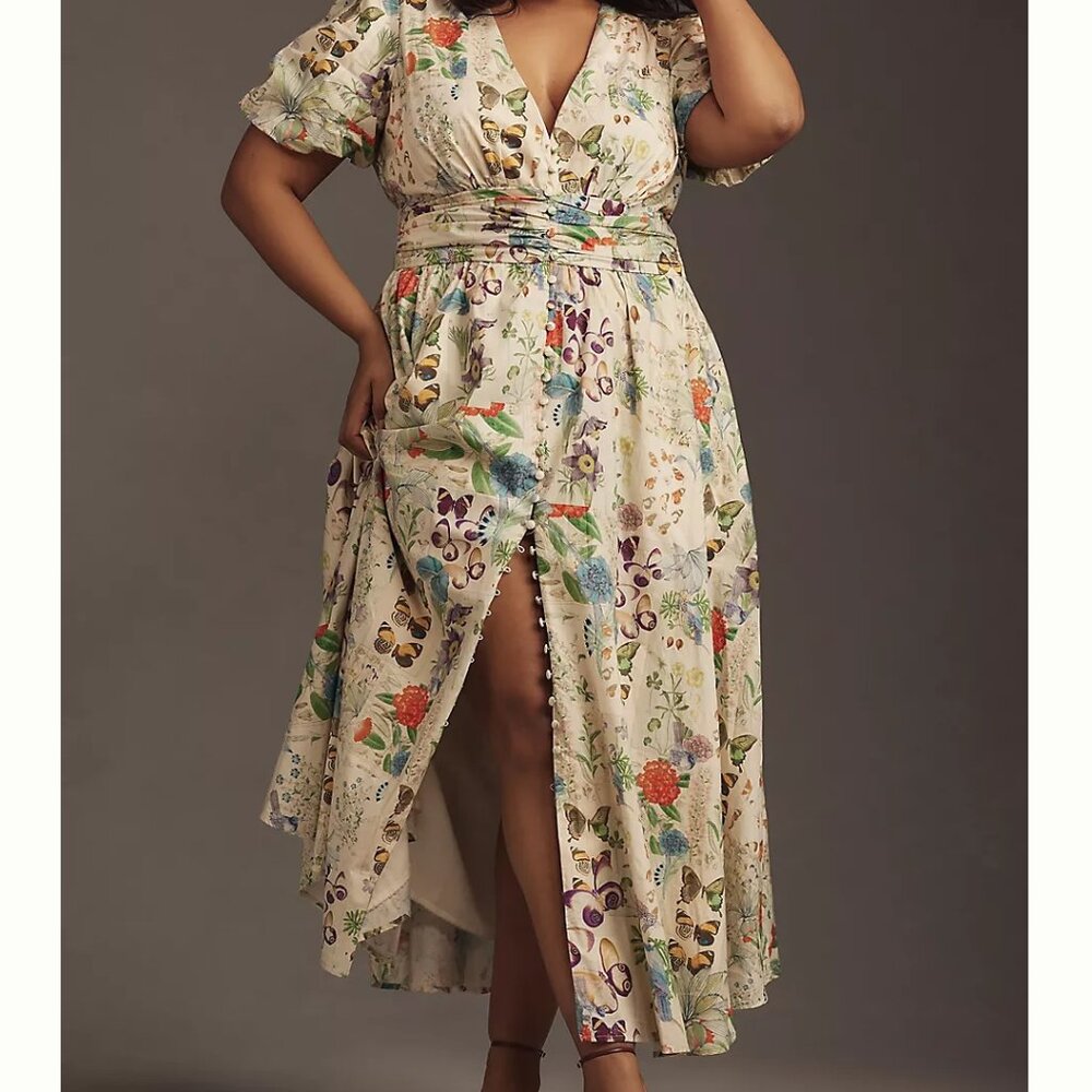 The Katerina Button-Front Dress By Anthropologie 2x